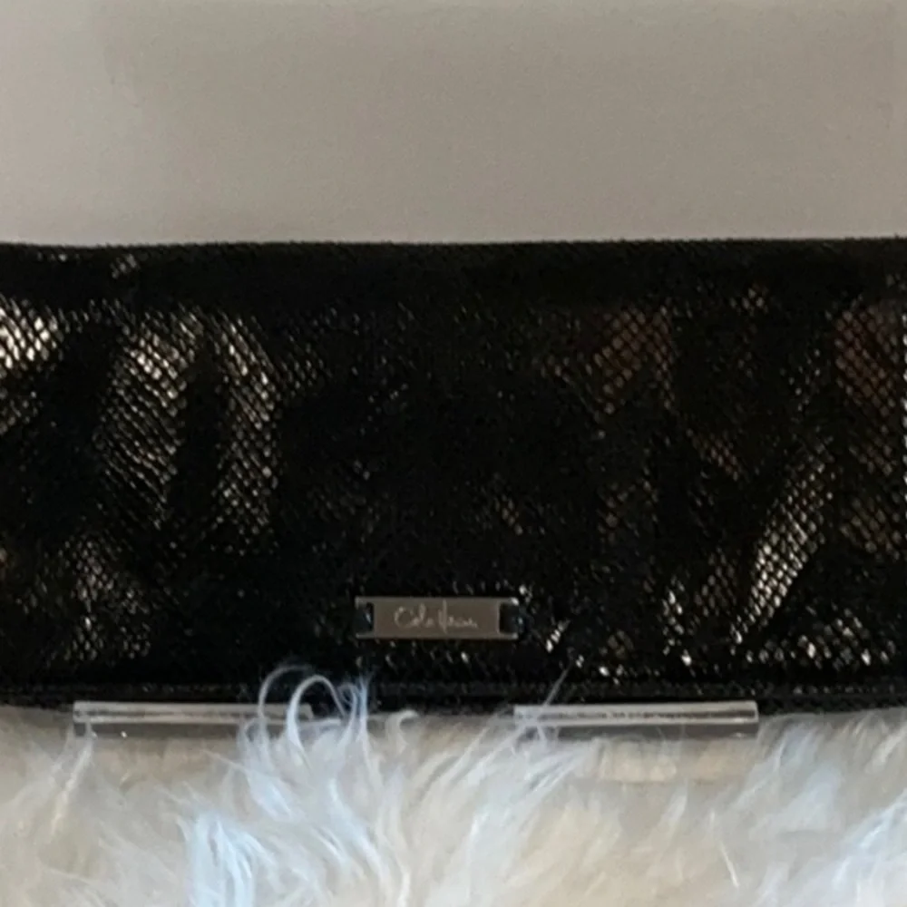 Cole Haan Black Snakeskin Leather Wallet Clutch Continental